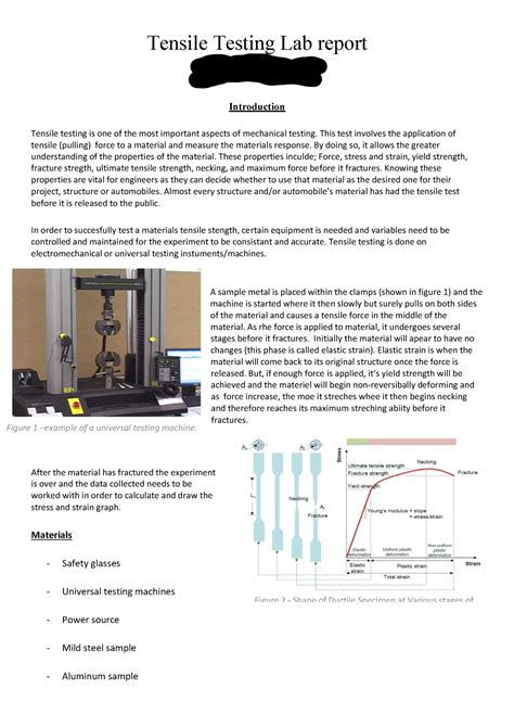 tensile test lab report pdf